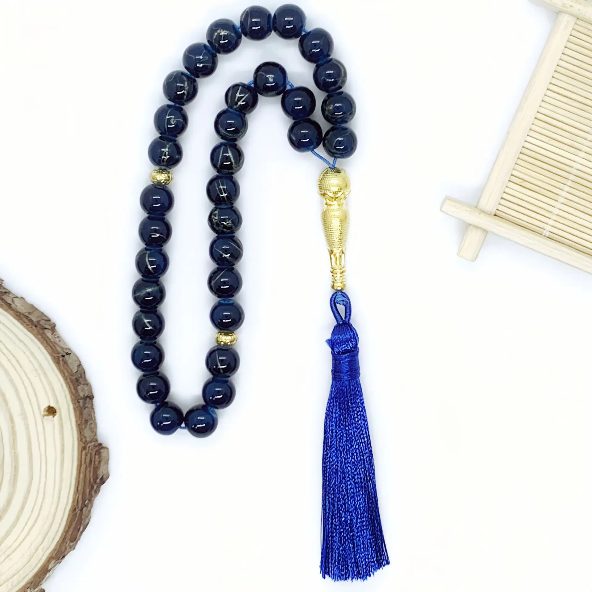10mm 33 Gemstone Beads Fringed Pendant Style Daily Prayer Rosary Prayer Beads Bracelet Pendant Necklace Tasbih