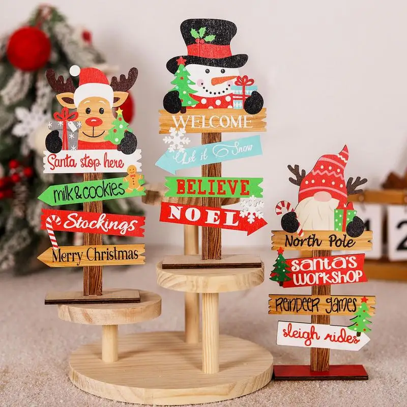 Christmas Table Decoration Signs xmas Party Wooden Table Topper Centerpieces Tabletop Christmas Holiday home Decor New Year gift