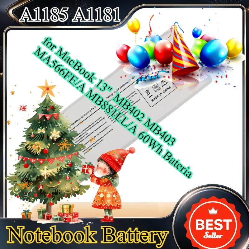 

A1185 A1181 Replacement Laptop Battery for MacBook 13" MB402 MB403 MA566FE/A MB881LL/A 60Wh Bateria for Macbook 1181 2008 Year