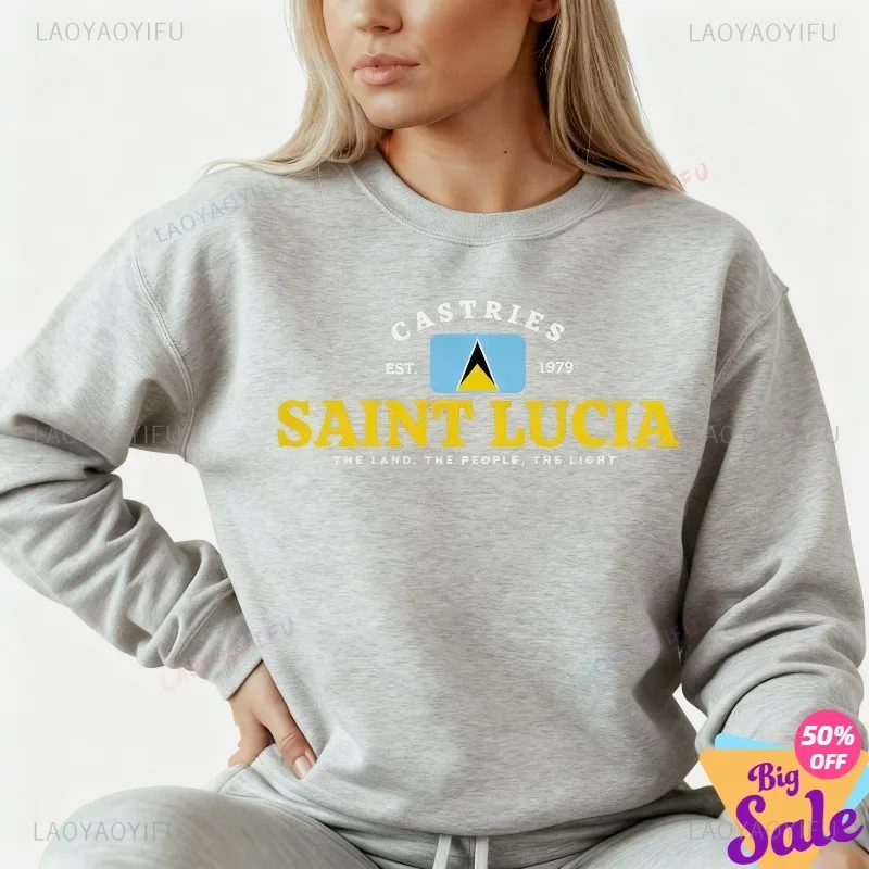 Sudadera de Saint Lucia, jersey de lana Unisex, camiseta con patrón divertido del orgullo del país, Sudadera con capucha de moda, sudadera Unisex