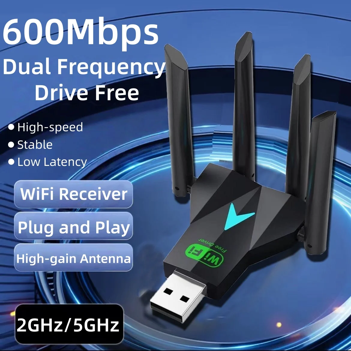 

600 Мбит/с USB3.0 адаптер двухдиапазонный 2,4G + 5 ГГц высокоскоростной Wi-Fi беспроводная сетевая карта ключ 4 антенны 802.11AC приемник ПК/ноутбук