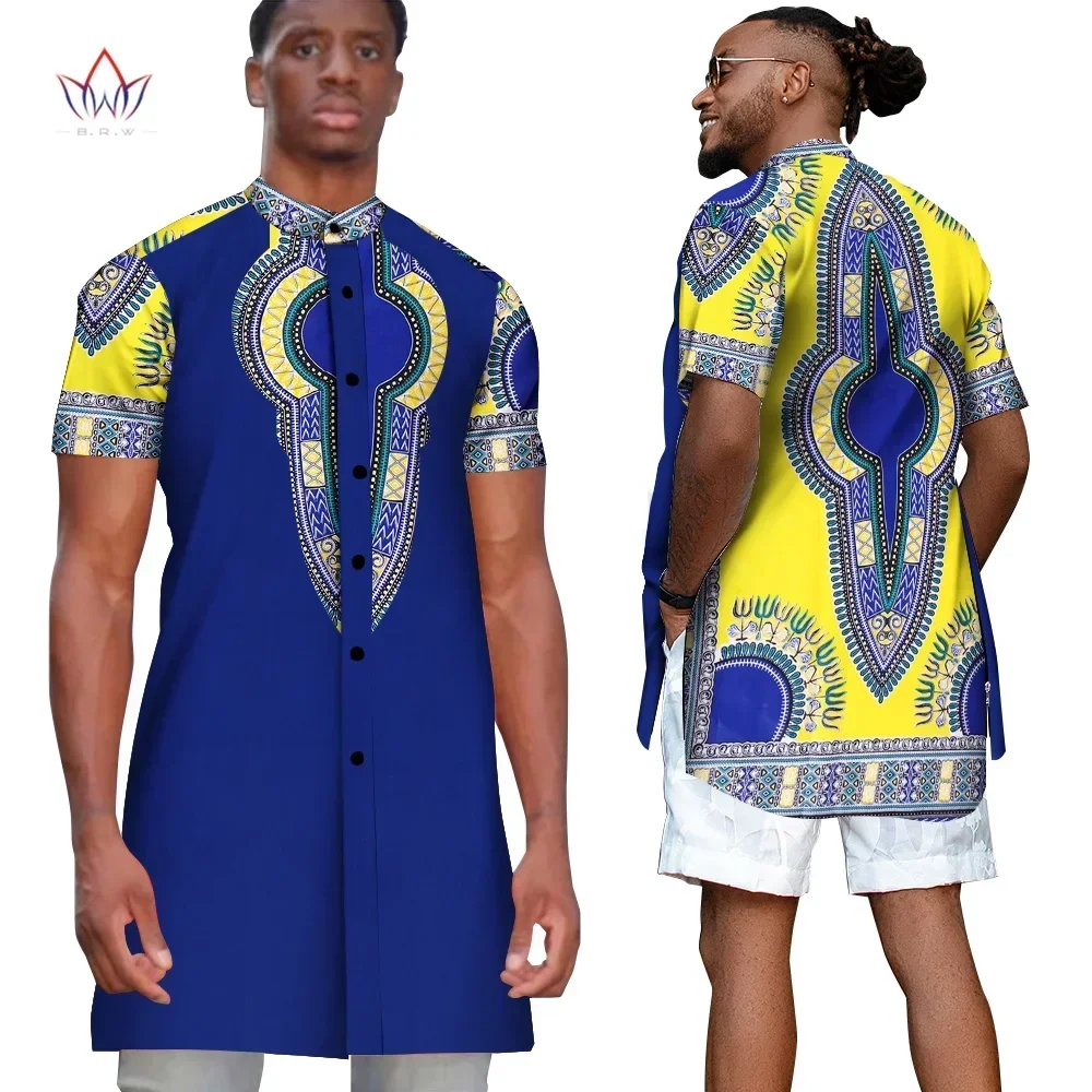 Mens Camisa de Manga Curta Dashiki Tops Camisa para Homens Slim Fit Partido Tradicional Camisas Homens Africanos Vestuário Stand Pescoço 6XL Kg1107