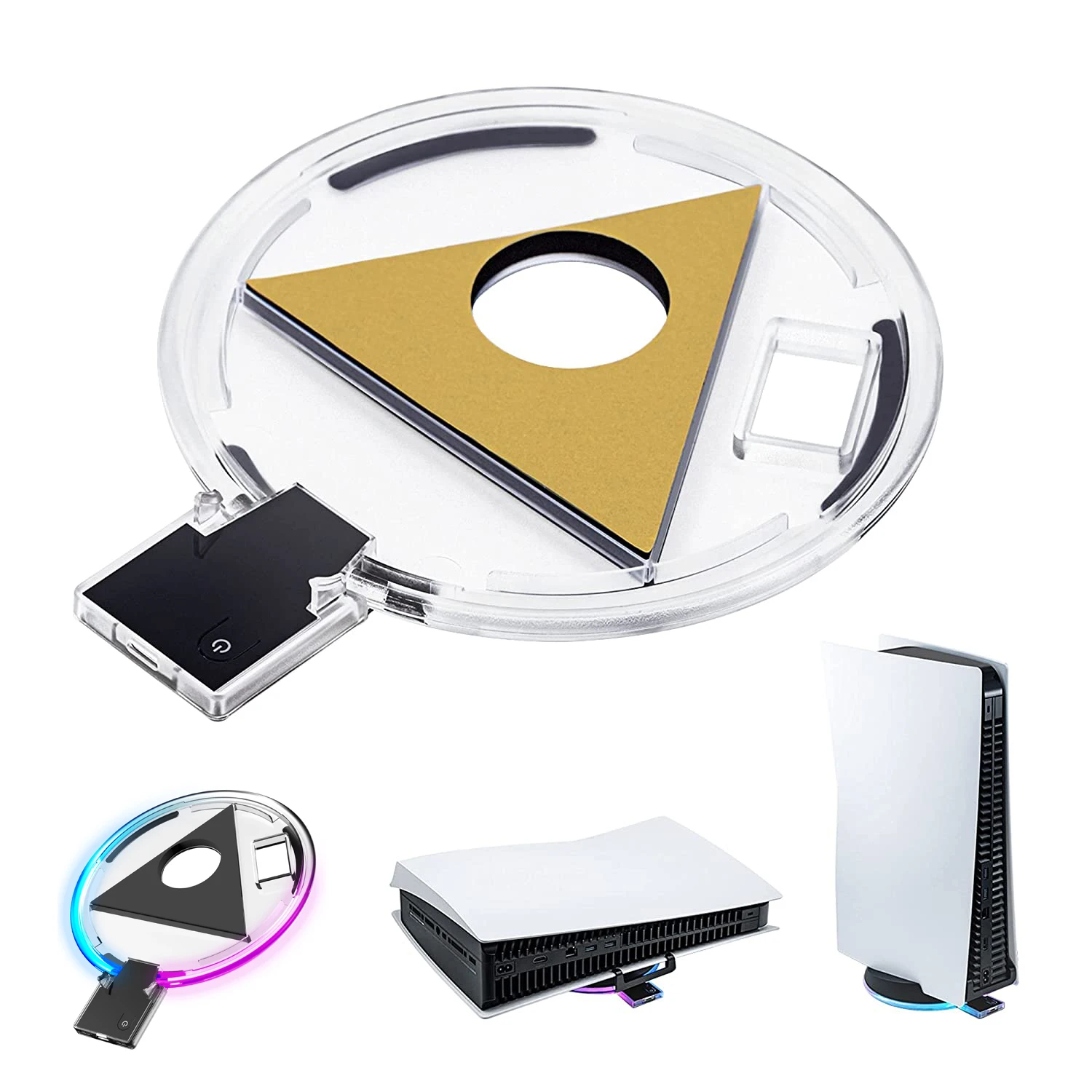 DC5V Adjustable ABS Console Shining Base USB RGB LED Console Stand with Light Indicator for PS5 Game Host Holder Accessories