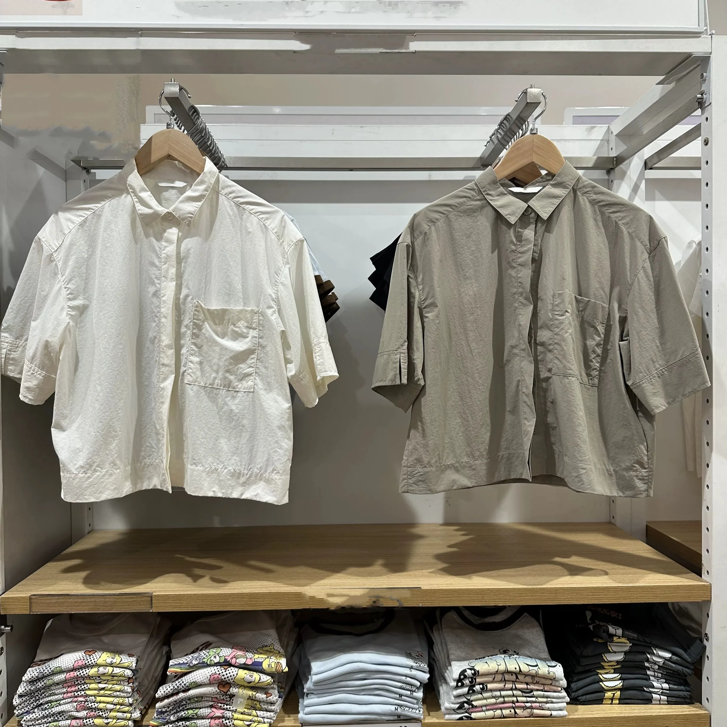 

Basic Style Spring Summer New Loose Short Sleeve Shirt Women's Thin Outerwear Commuting Short Length Pure Color Flip Collar