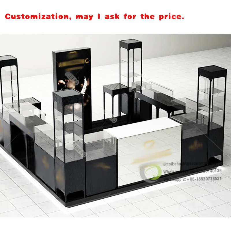

custom.Shopping Mall Jewelry Retail Store Furniture Custom Glass Display Showcase Cabinet Jewelry Kiosk
