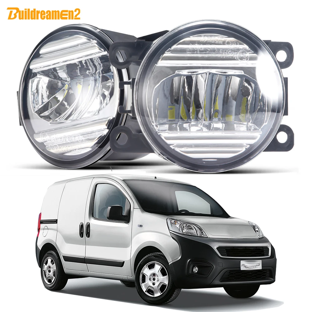 2 X Car Front Bumper Fog Light Assembly For Fiat Fiorino Box/MPV (225_) 2007-2023 30W 3000LM LED Fog Daytime Running Lamp DRL