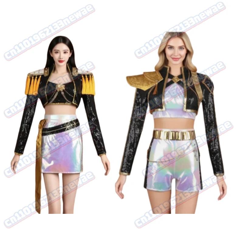 أزياء الهالوين رومي زوي ميرا KPop شيطان كوس الصيادين التأثيرية ملابس مسرح الأغنية للنساء والفتيات مجموعة فستان الحفلات التنكرية