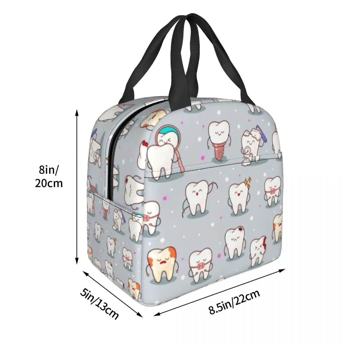 Custom Cute Teeth Baby Lunch Bag for Women Men Thermal Cooler Insulated Dentist Lunch Box for Children School