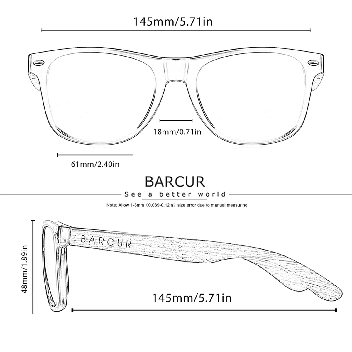 BARCUR Natural Wood Women Sunglasses PC Oval Dark Luxury Texture Wooden Mirror Legs Sunscreen UV400 Women Polarizing Sunglasses