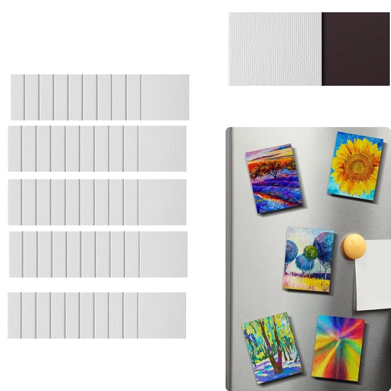 

50 Pcs Magnetic Painting Canvas Panel 3X3 Inches Magnetic Canvas Boards Magnetic Canvases For Painting Tile Art Easy To Use