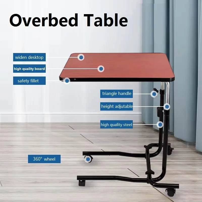 طاولة فوق السرير مع عجلات متحركة بجانب السرير وطاولة طعام قابلة للتعديل #2