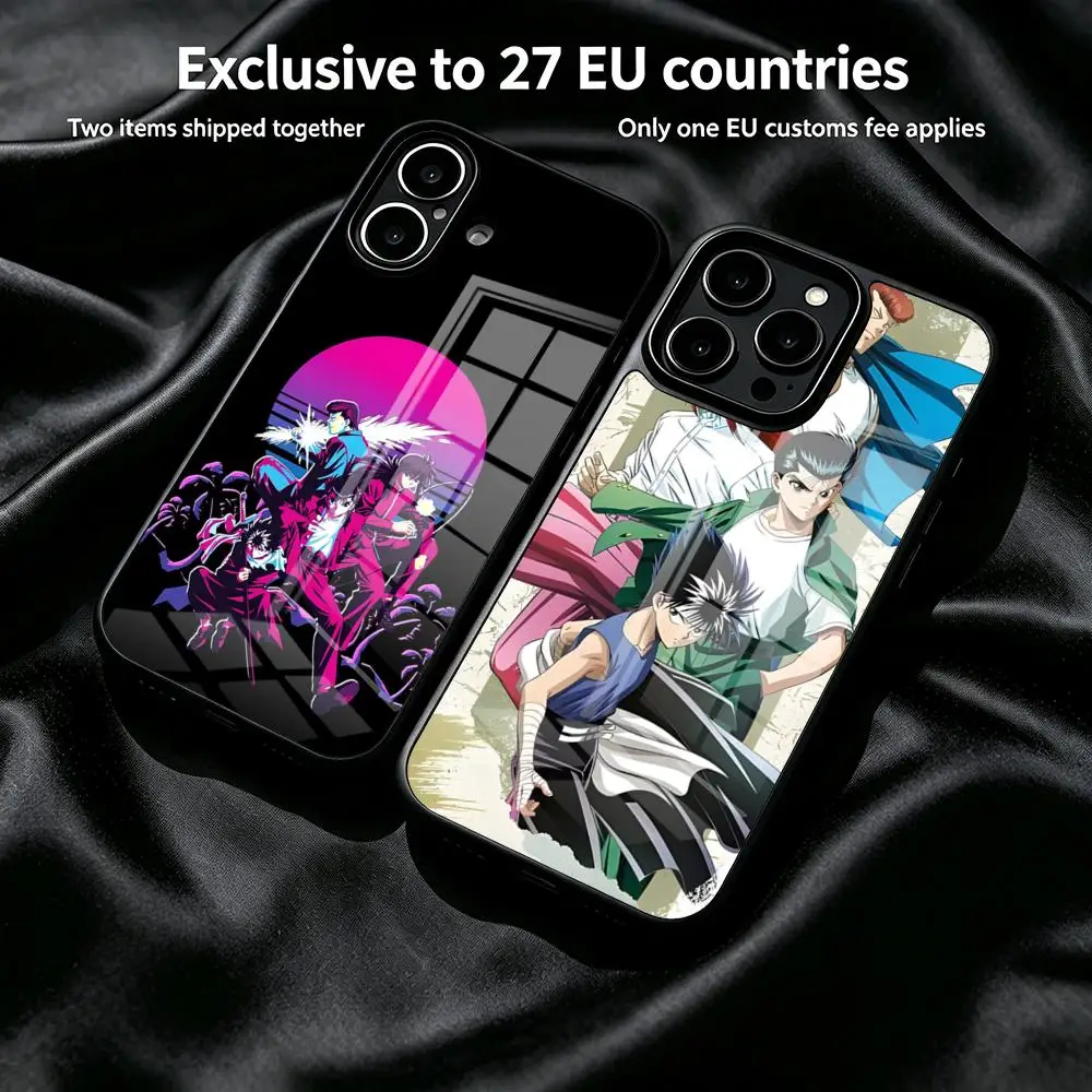 YuYu Hakusho Phone Case For IPhone 17 Air 16 E 15 Plus Pro Max Glass Cover Frame Hard Shell