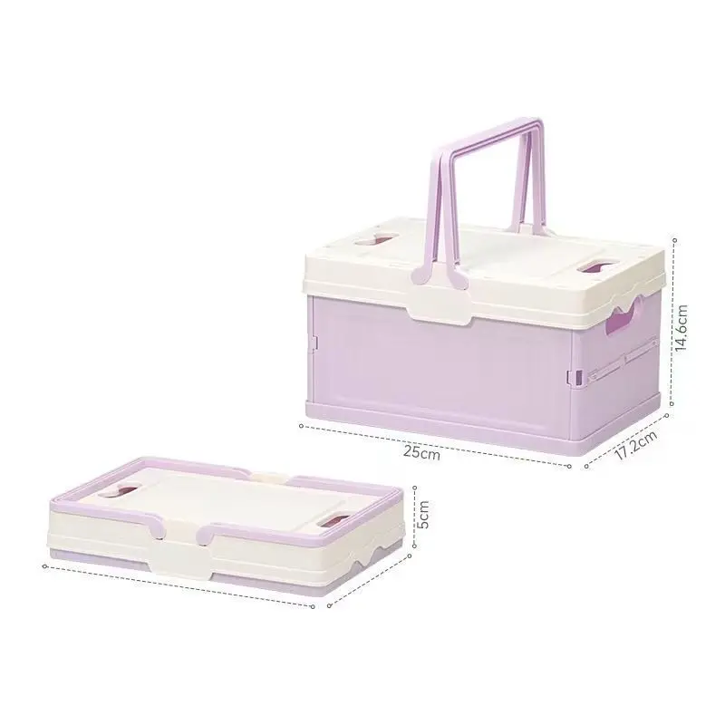 Foldable Plastic Storage Box With Handle, Yellow White Collapsible Portable Storage Bin, Waterproof Dustproof Organizer For