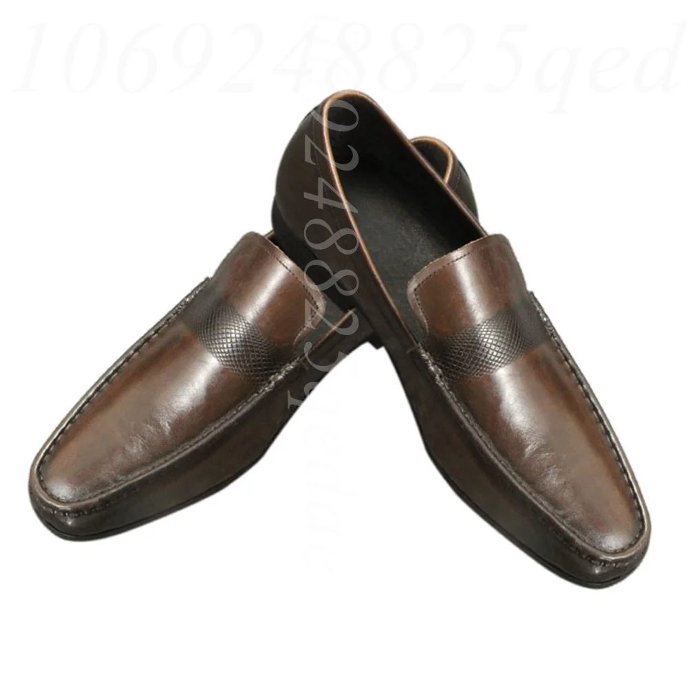 

Cowhide Leather Slip-On Loafers Retro Black Coffee Casual Dress Shoes with EVA Soft Bottom for Comfort Walking & Daily Wear