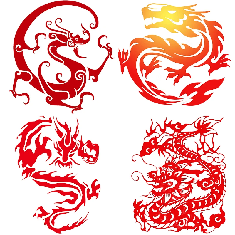 Three Ratels QL48  Red Dragon Exquisite Decal Home Decoration Wall Decal Waterproof Toilet Decal Motorcycle Decal