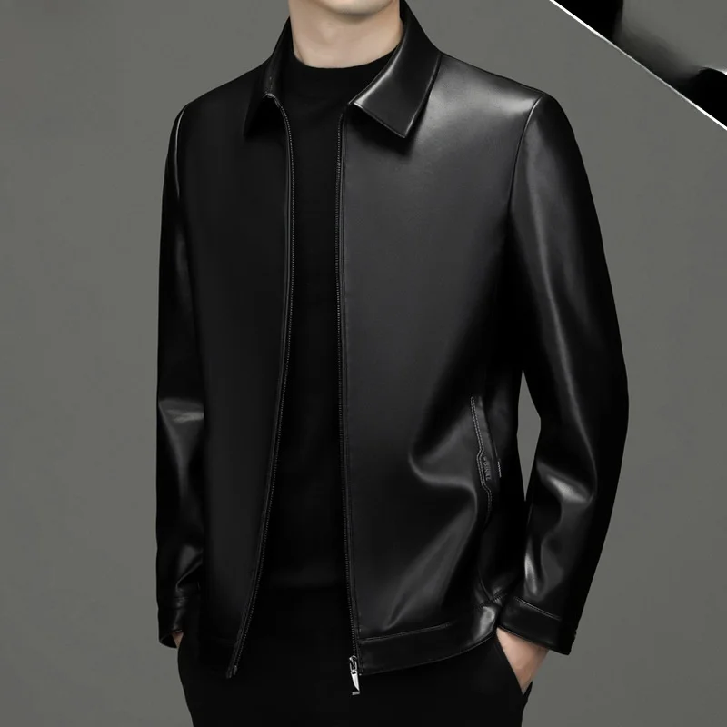 بو الجلود Jaet الرجال ort Sle Busin طوق منتصف العمر أبي ملابس الخريف جديد وصول نظيفة صالح فضفاض pe ملابس الربيع #4