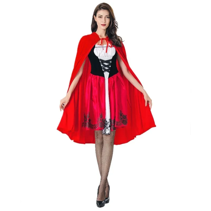 

Halloween Costume for Adult Women Fairy Fancy Dress Little Red Riding Hood Cosplay Dress