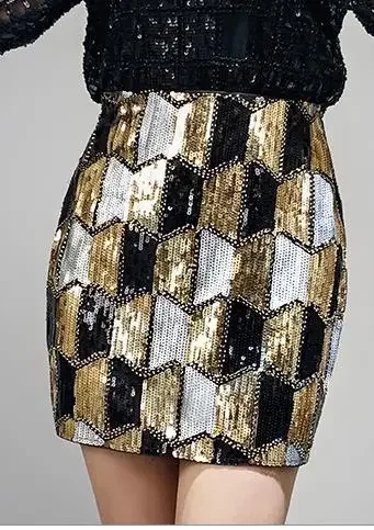 sequined skirts women sexy bling bling gold skirts women  black skirt  kawaii skirt