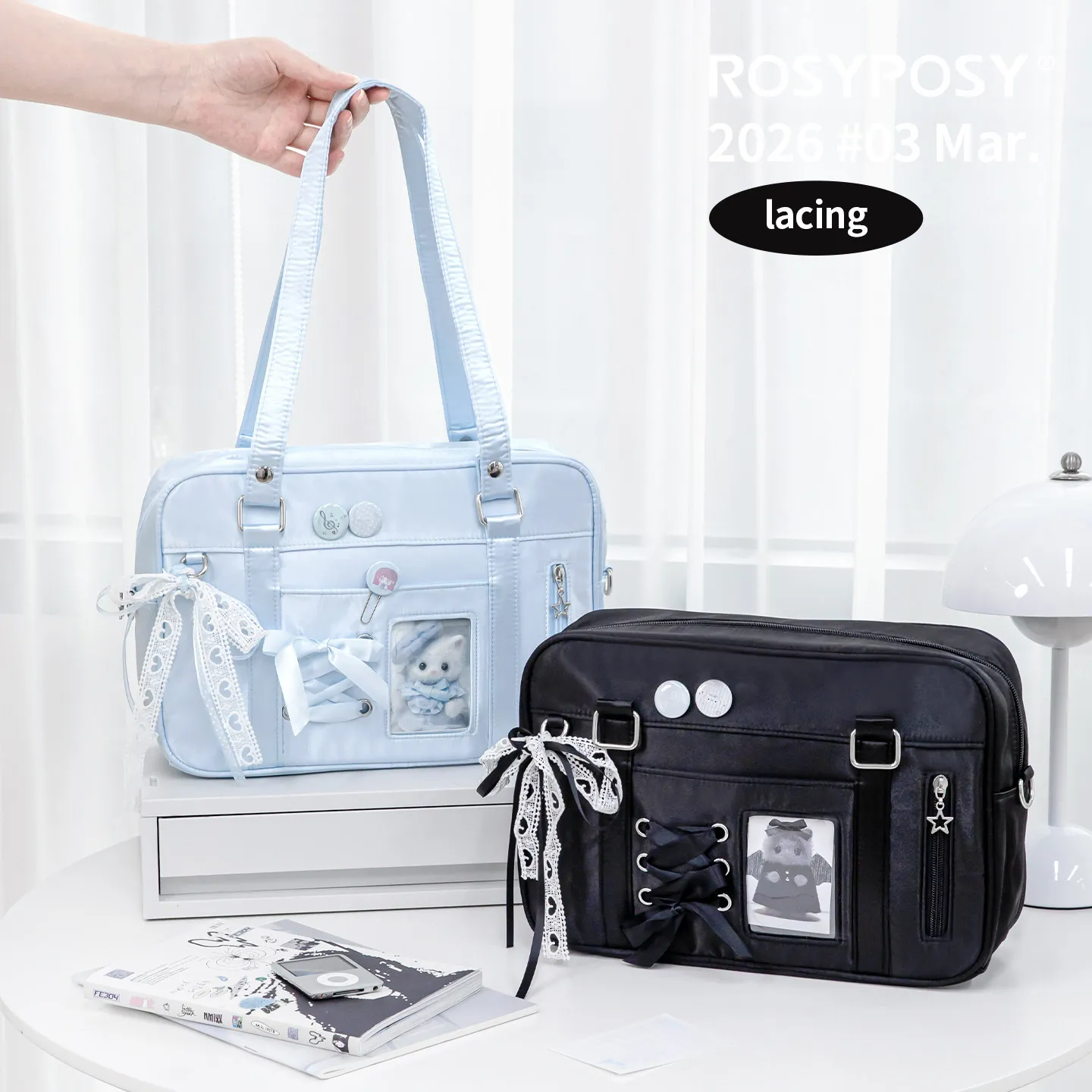 Teen Girl JK Uniform Lta Bag Crossbody Ribbon Shoulder Bag for Women Japanese School for Small Card Animation Backpack Female