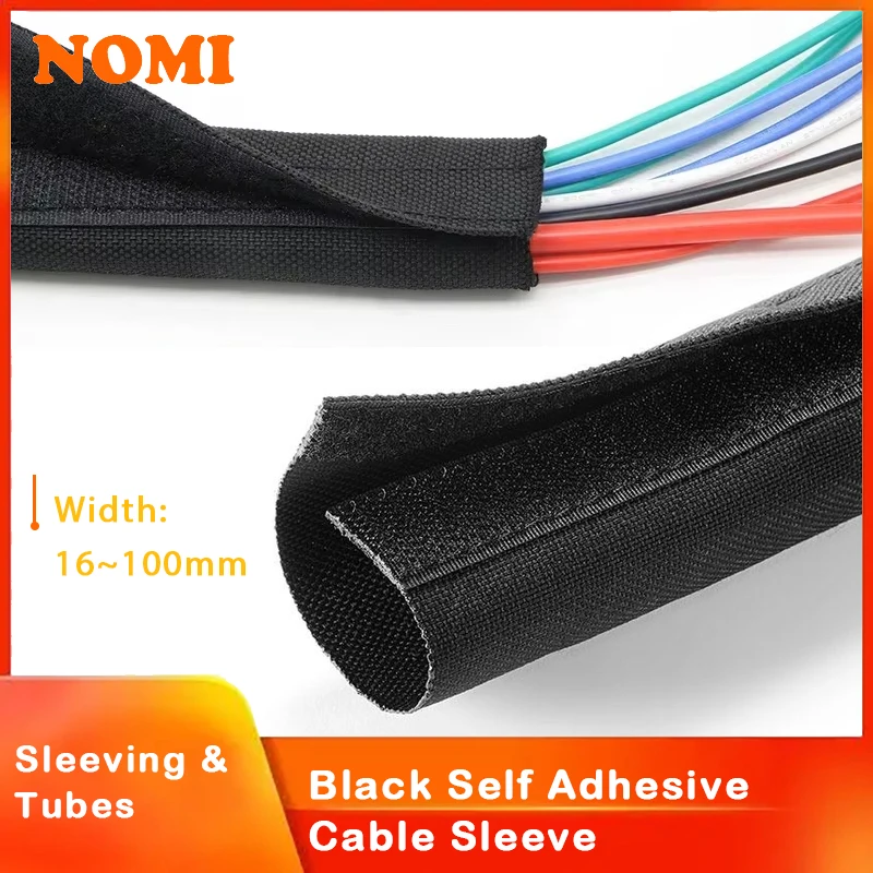 

Self Adhesive Insulated Cable Sleeve 16mm - 100mm PET+Nylon Braided Reusable Cable Harness Sheath Wrap Protector Wire Organizer