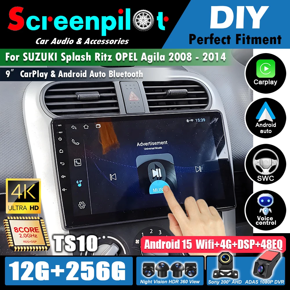 Android 16For SUZUKI Splash Ritz OPEL Agila 2008 - 2014 Car Radio Navigation Autoradio Viedo Player GPS Head Unit Multimedia 5G