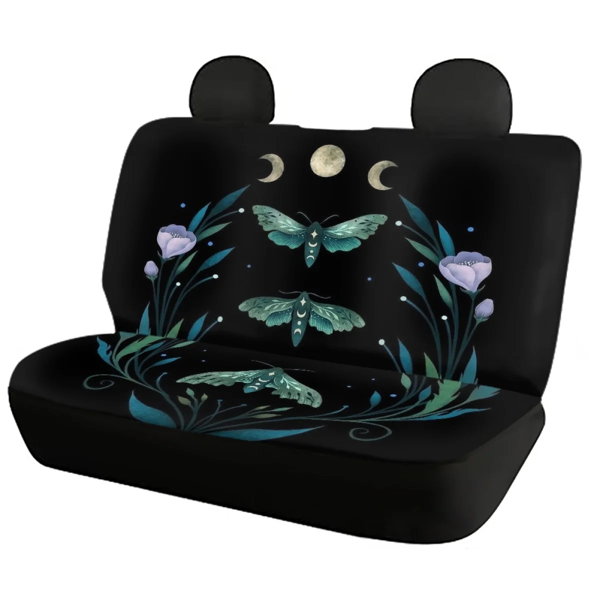 Butterfly Moths Wandering Floral Car Seat Cover Fit Most of Women Auto Intorior Decor Safety Belt Cover Steering Wheel Cover