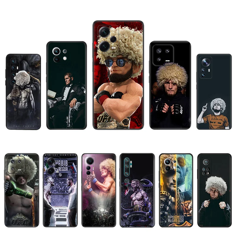 Matte Phone Case for Redmi Note13 Pro 5G 4G Note 12 12c 13c Xiaomi 12X 12T 13 Lite KHabib Nurmagomedov Boxing Black Soft Cover