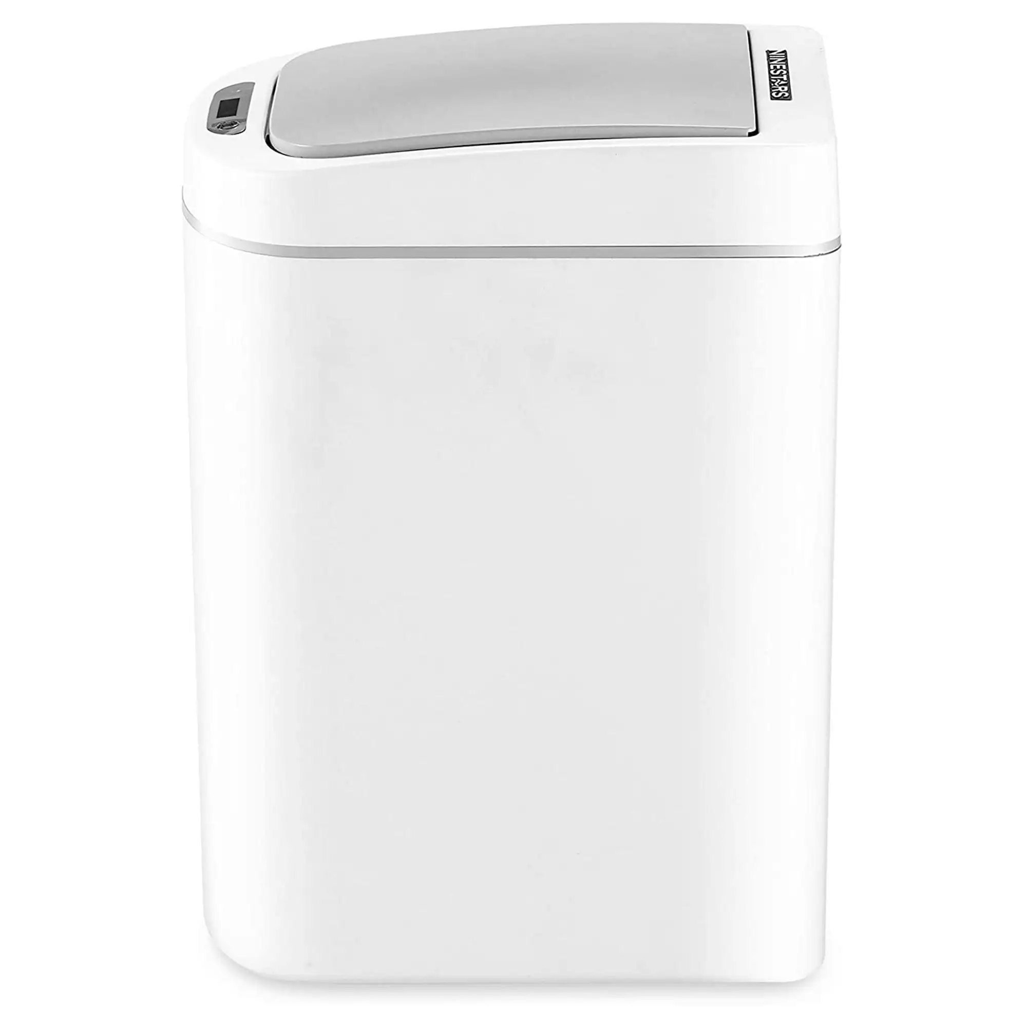 Nine Stars 1.85 Gallon Trash Can, Plastic Motion Sensor Bathroom Trash Can, White, Pack of 2