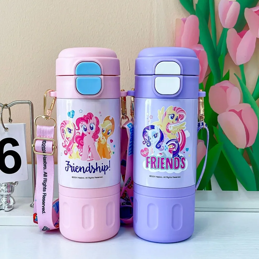 Anime My Little Pony Twilight Sparkle Pinkie Pie Fluttershy Double Drinking Thermos Cup Straw Cups Insulated Water Bottle