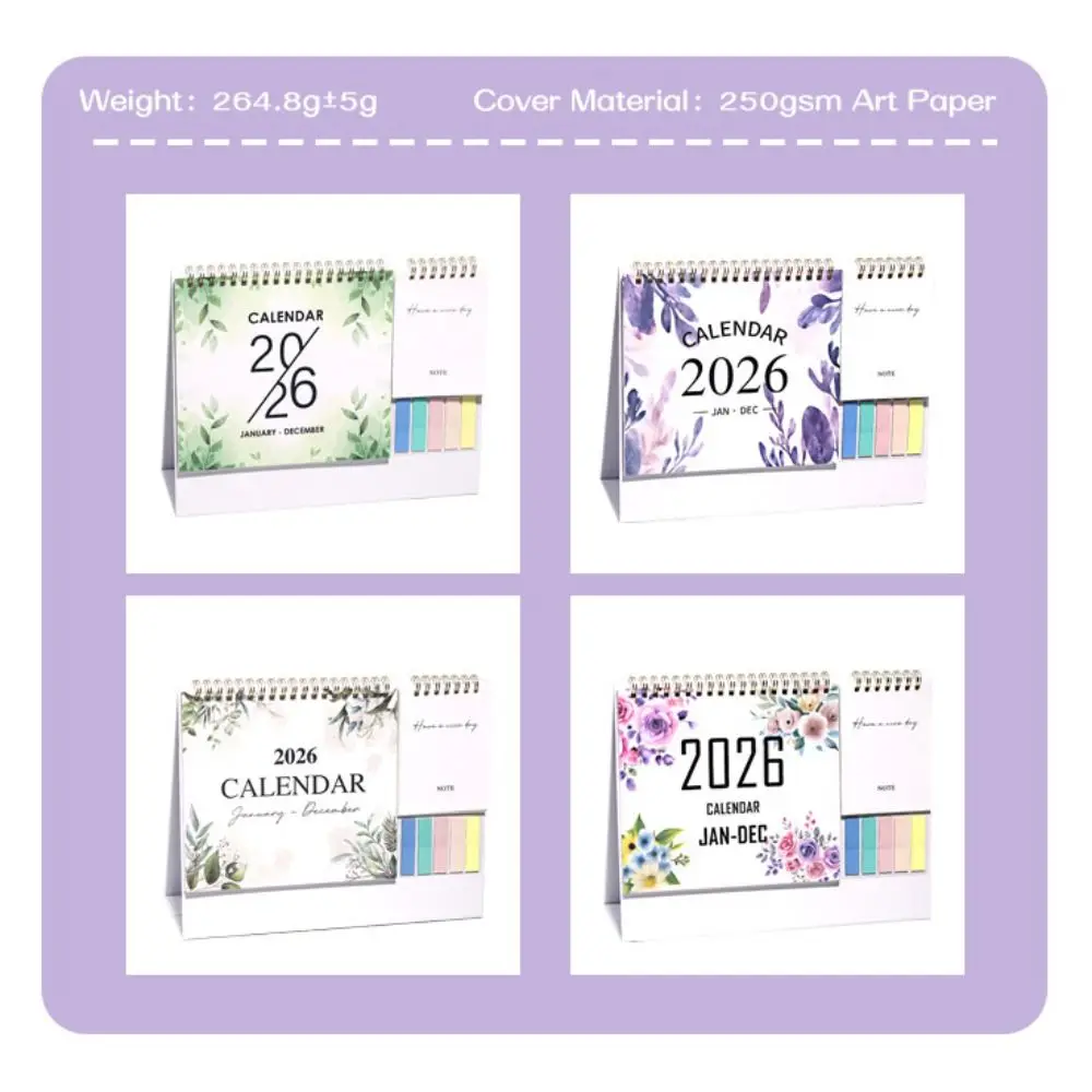 Januari 2026 - Desember 2026 Kalender Bunga 2026 Kalender Belajar Harian Lipat dengan Spiral Ganda Kalender Perencanaan Warna-warni Kalender Catatan Kantor