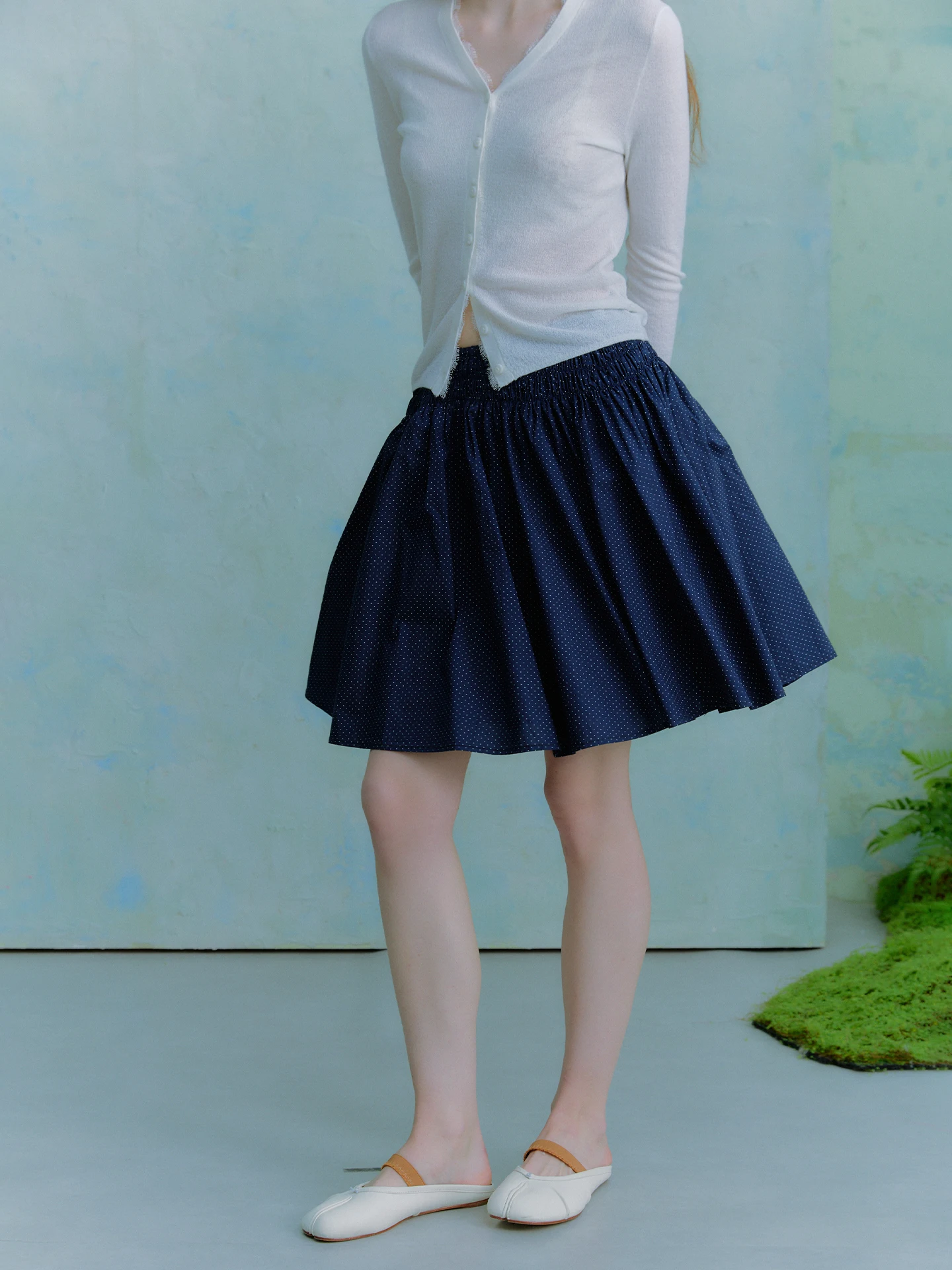 

Oz Retro Polka Dot Print Half Skirt Women's Spring Summer Cotton A-Line Skirt Breathable Comfortable Low Waist
