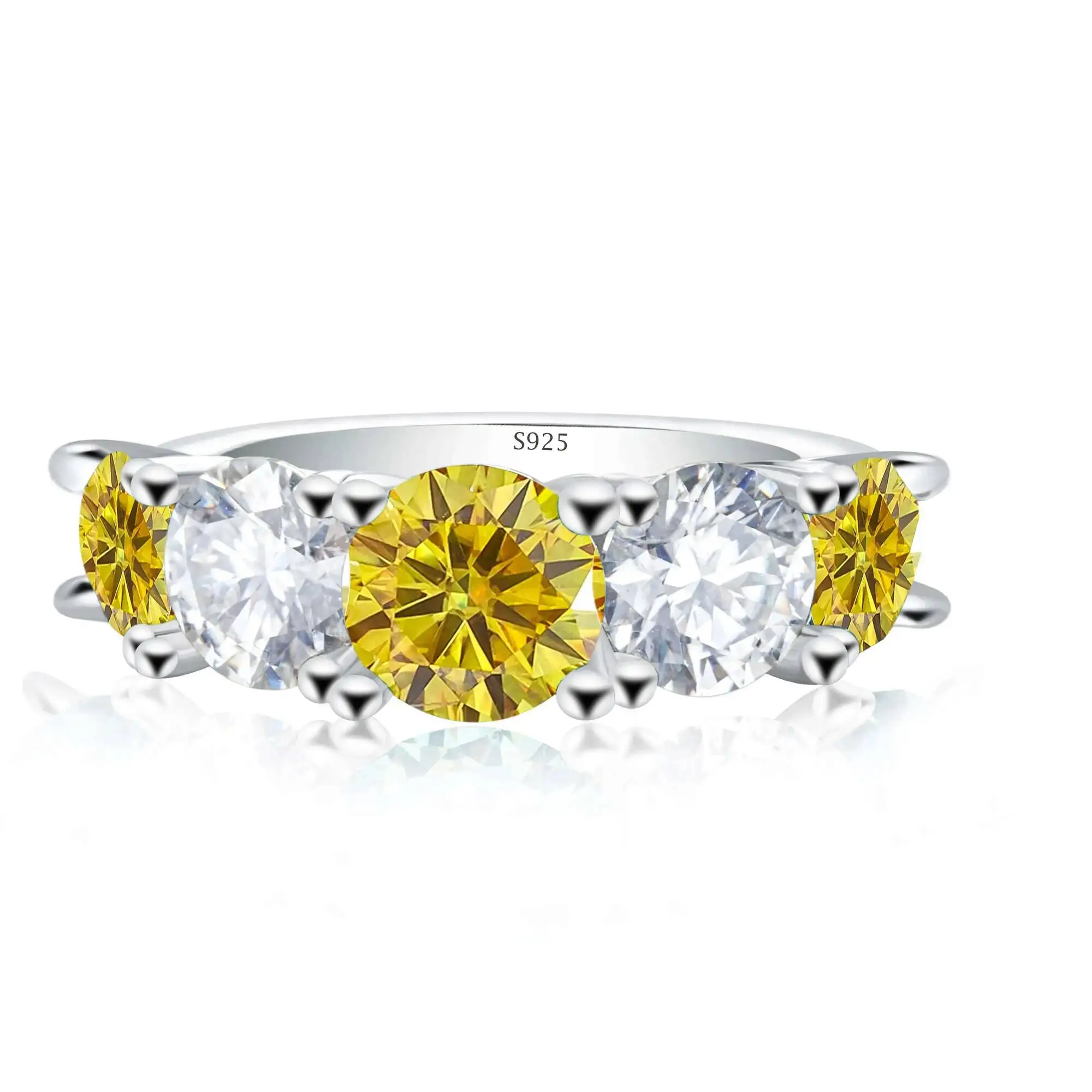 Classic 100% 925 Sterling Silver 3.6 Carat Full Moissanite Rings For Women 18K White Gold Color Engagement Wedding Fine Jewelry