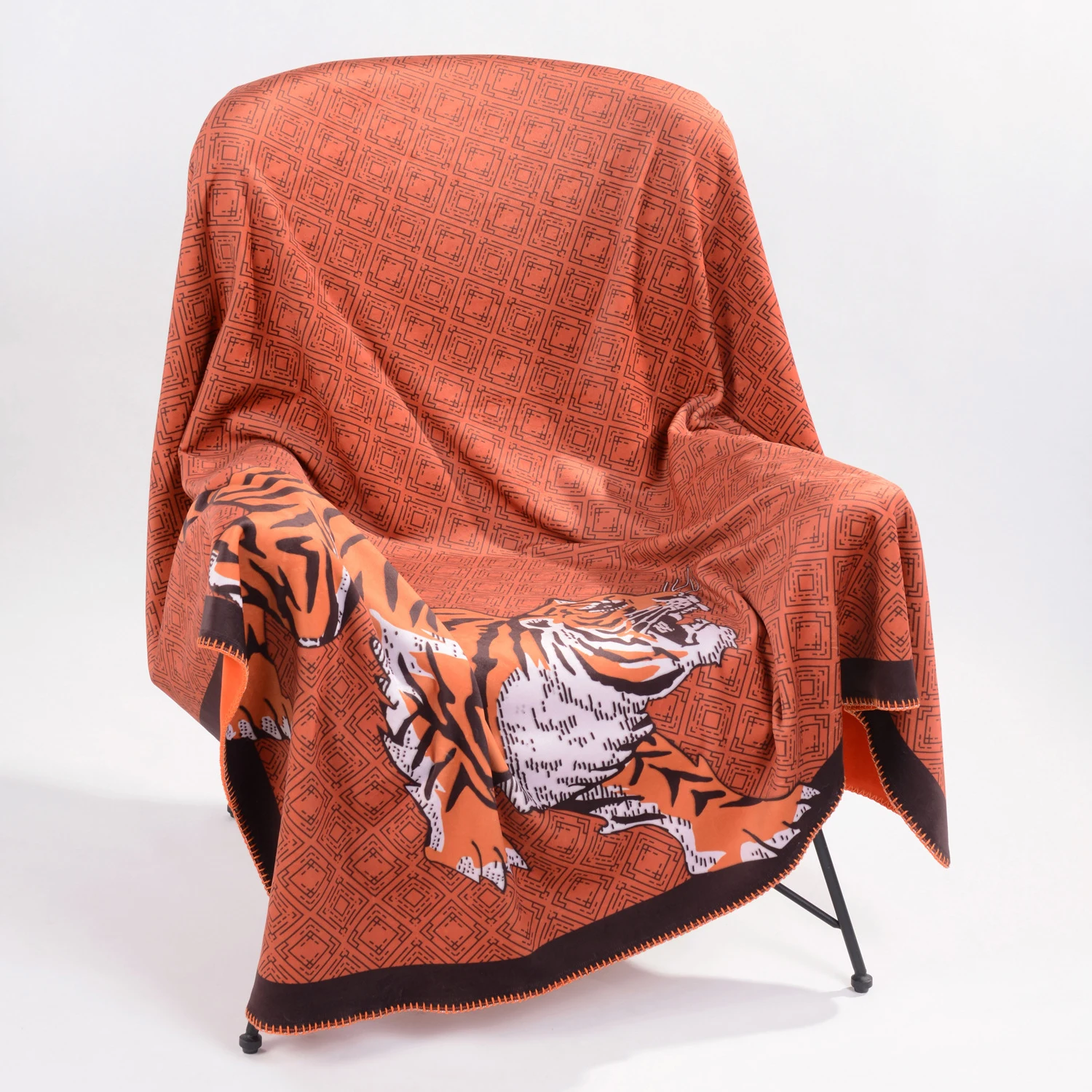 

Croker Horse Brand New Luxury Tiger American Style Blanket Soft Thickened Velvet Fabric For Living Room Office Car Travel