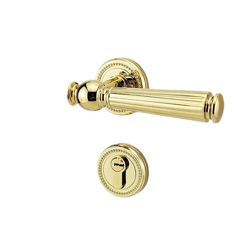 CX gold lock indoor wooden door light luxury, door magnetic suction silent bedroom handle split lock
