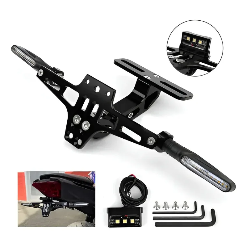 Motorcycle License Plate Holder Number Plate Holder With Turn Signal Lights For Yamaha MT07 For Kawasaki Z800 For Honda For BMW