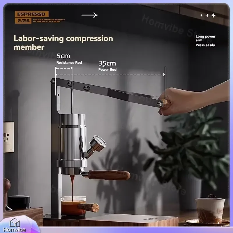 Portable Lever Espresso Maker Semi-Automatic Manual Coffee Machine for Rich Crema Italian Style Home Brewing Barista Grade