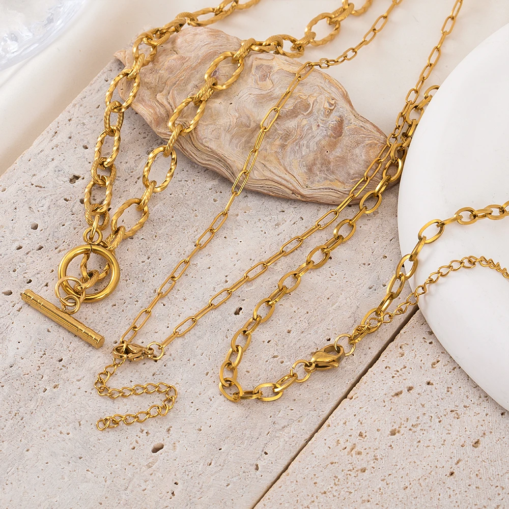 1PC 5PC Stainless Steel Frame Link Chian Necklace Base Women Men Sailor Anchor Clasp OT Buckle Chain DIY Choker Jewelry Findings