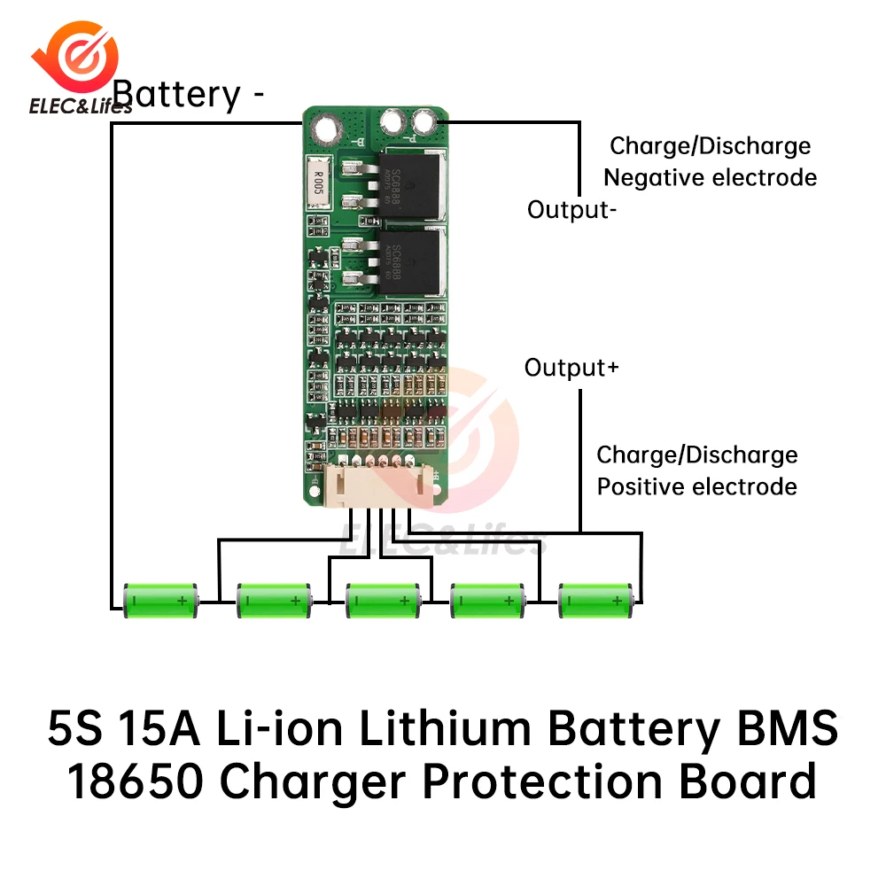 5S 10A 15A Li-ion Lithium Battery BMS 18650 Charger Protection Board 18V 21V Cell Protection Circuit 16V Lithium Iron Phosphate