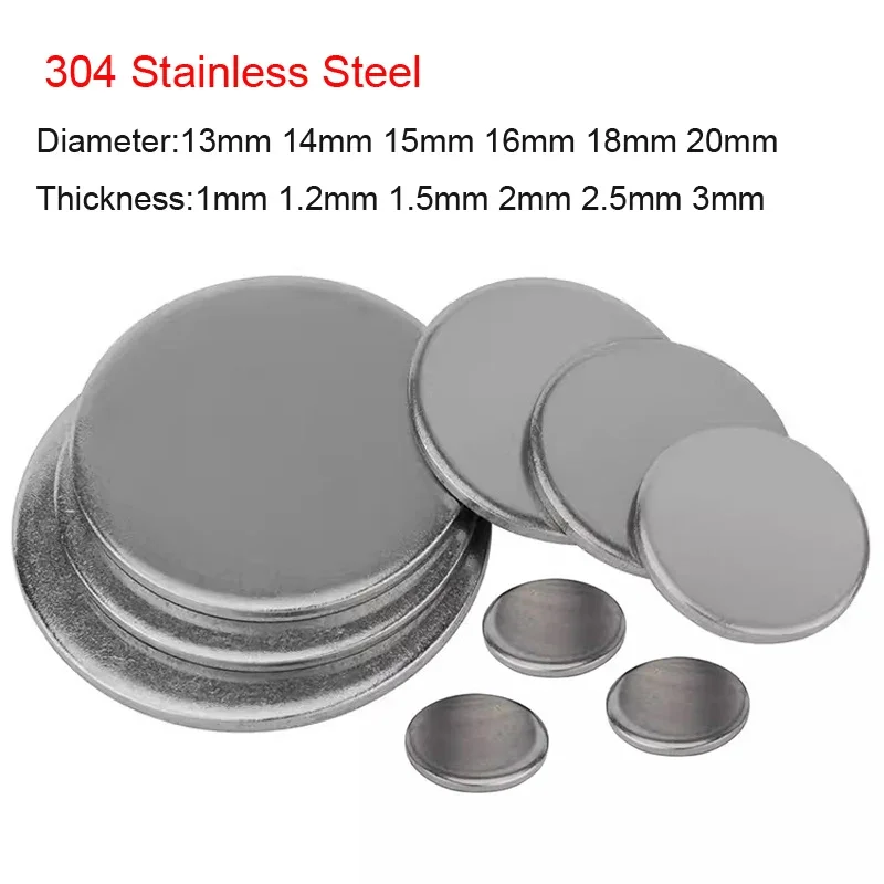 20Pcs Diameter 13/14/15/16/18/20mm Thick 1mm-3mm 304 Stainless Steel Round Plate Disc Pad Plate Sheet Circular Flat-plate Washer
