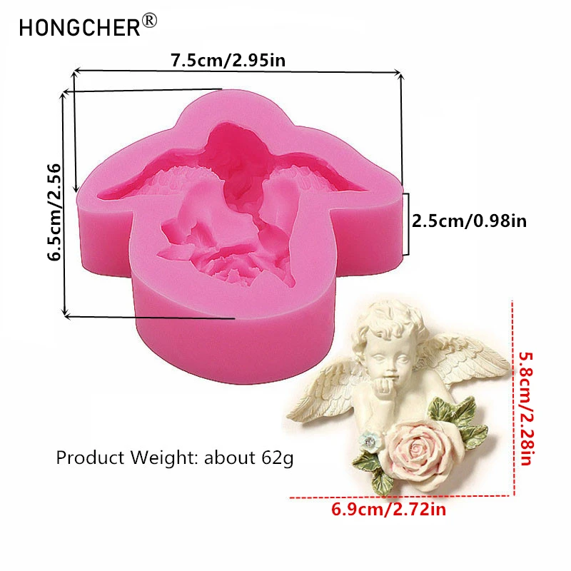 3D Angel Boy Plaster Aromatherapy Ornament Silicone Mold Chocolate Cake Dessert Decoration DIY Refrigerator Stickers Drip Molds