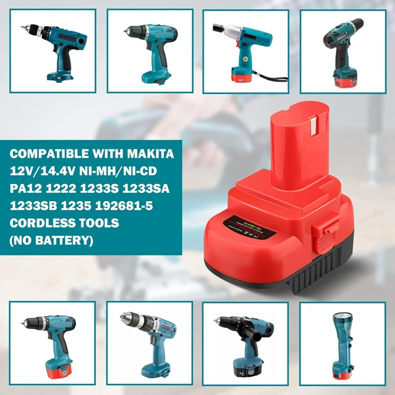 MT18PA14 Battery Adapter for 18V Li-Ion Battery Convert to 12V 14.4V Ni-Cd Cordless Tools
