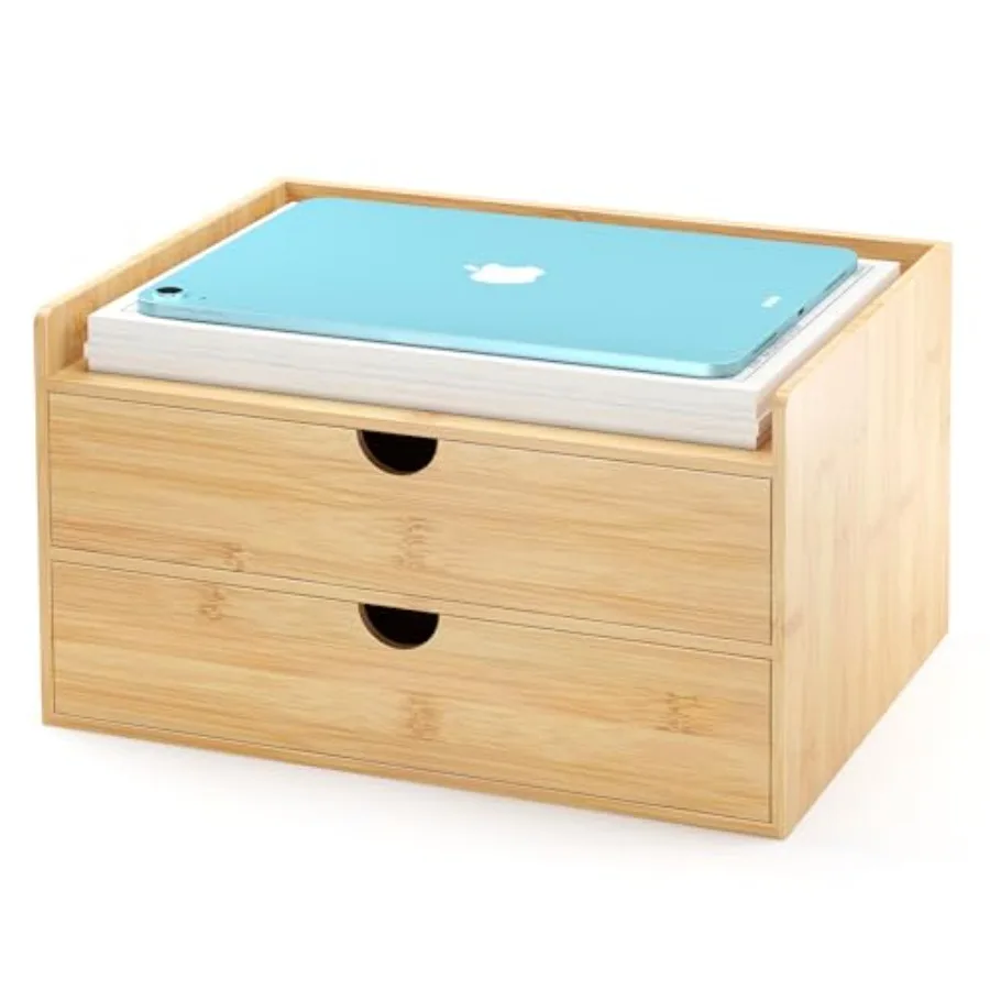 

Bamboo Desk Drawer Organizer, Desktop Organizer with Drawers Tabletop Storage Organization Box for Office Home Toiletries Suppl