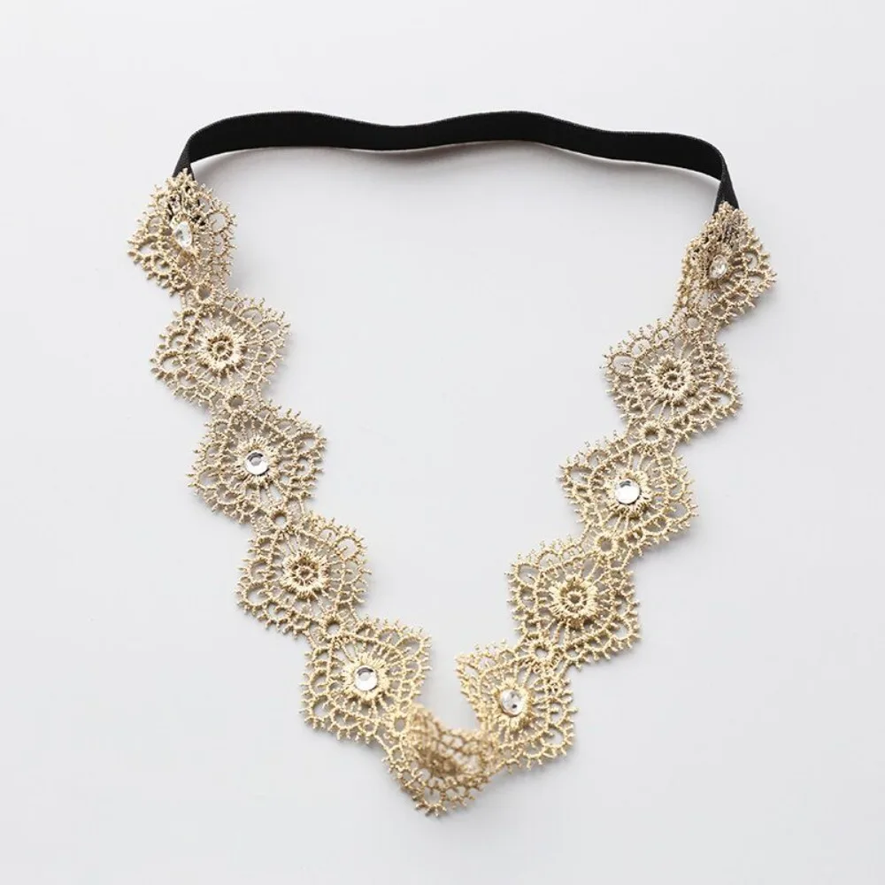 Nueva diadema bonita de encaje, diadema coreana de malla para bebé, diadema dorada con flores, accesorio de fotografía