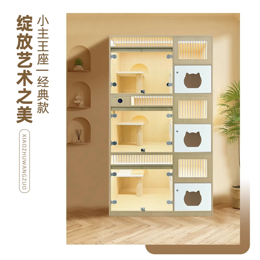 Cat Cage Villa Solid Wood Cat Breeding Cabinet Pet Store Foster Display Cabinet