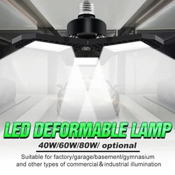 E27 220V LED Garage Light Folding Deformable Bulb E26 110V 40W 60W 80W For Home Warehouse Beement Workshop Lamp Cold/Warm White