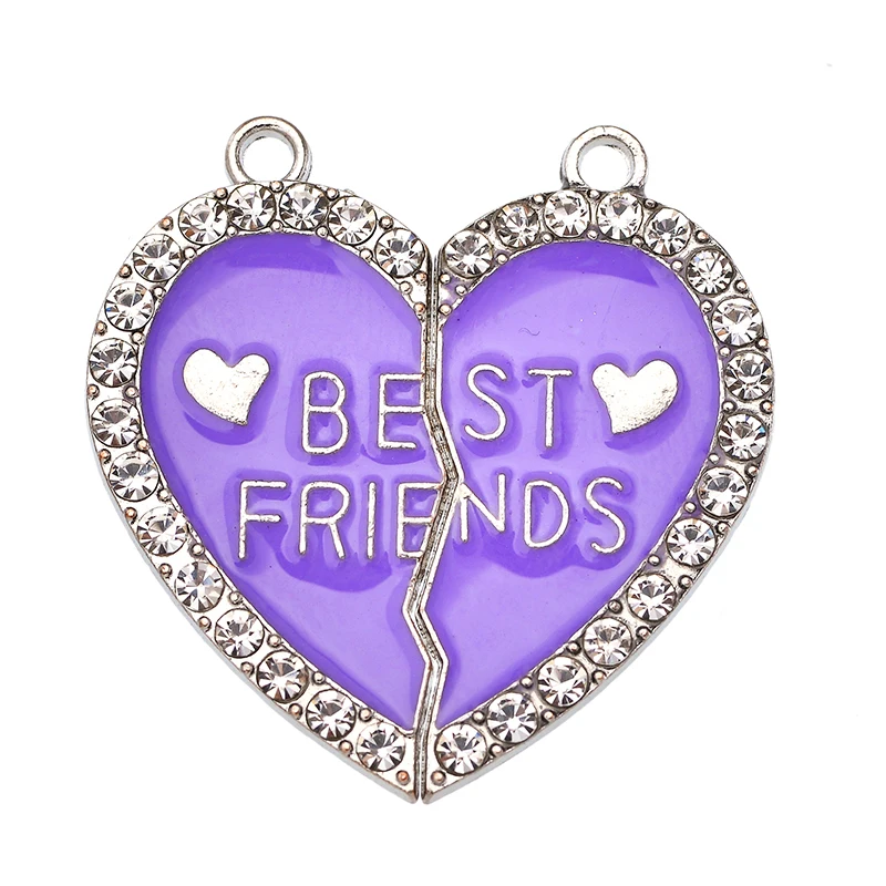 3 Pairs Sweet Enamel Color Love Best Friend Letter Charm Charm for Jewelry Making Couple Necklace Keychain Handmade Accessories