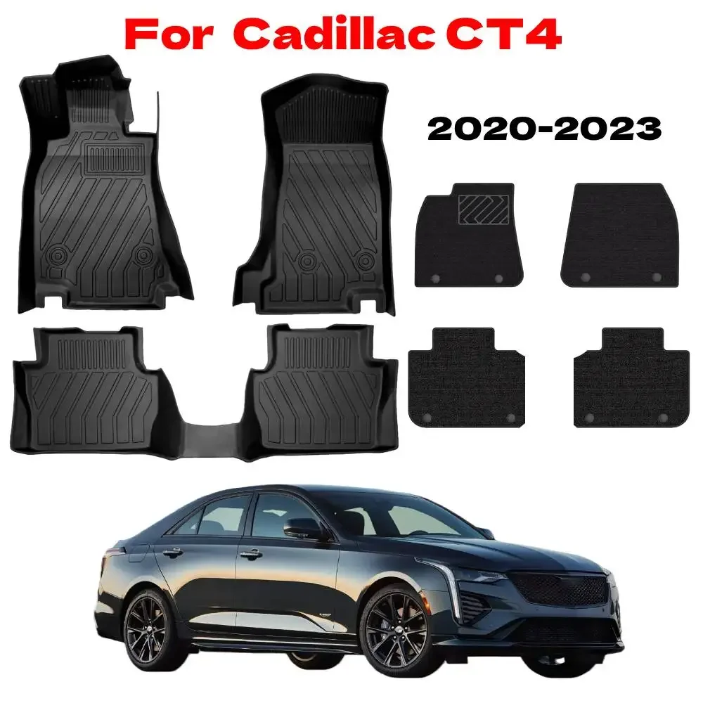 

Всепогодные водонепроницаемые автомобильные коврики TPE для Cadillac CT4 2020-2023, аксессуары для салона, коврики для леворульных автомобилей с подкладками