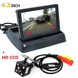 Foldable 4.3 Inch TFT LCD Mini Car Monitor with Rear View Backup Camera for Vehicle Reversing Parking Systems