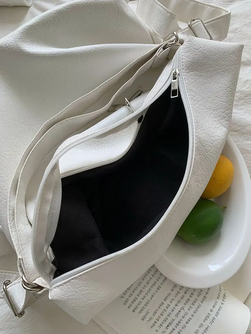 New Fashion PU Leather Shoulder Bag Women White Knapsack Womens Purse Tote Bag