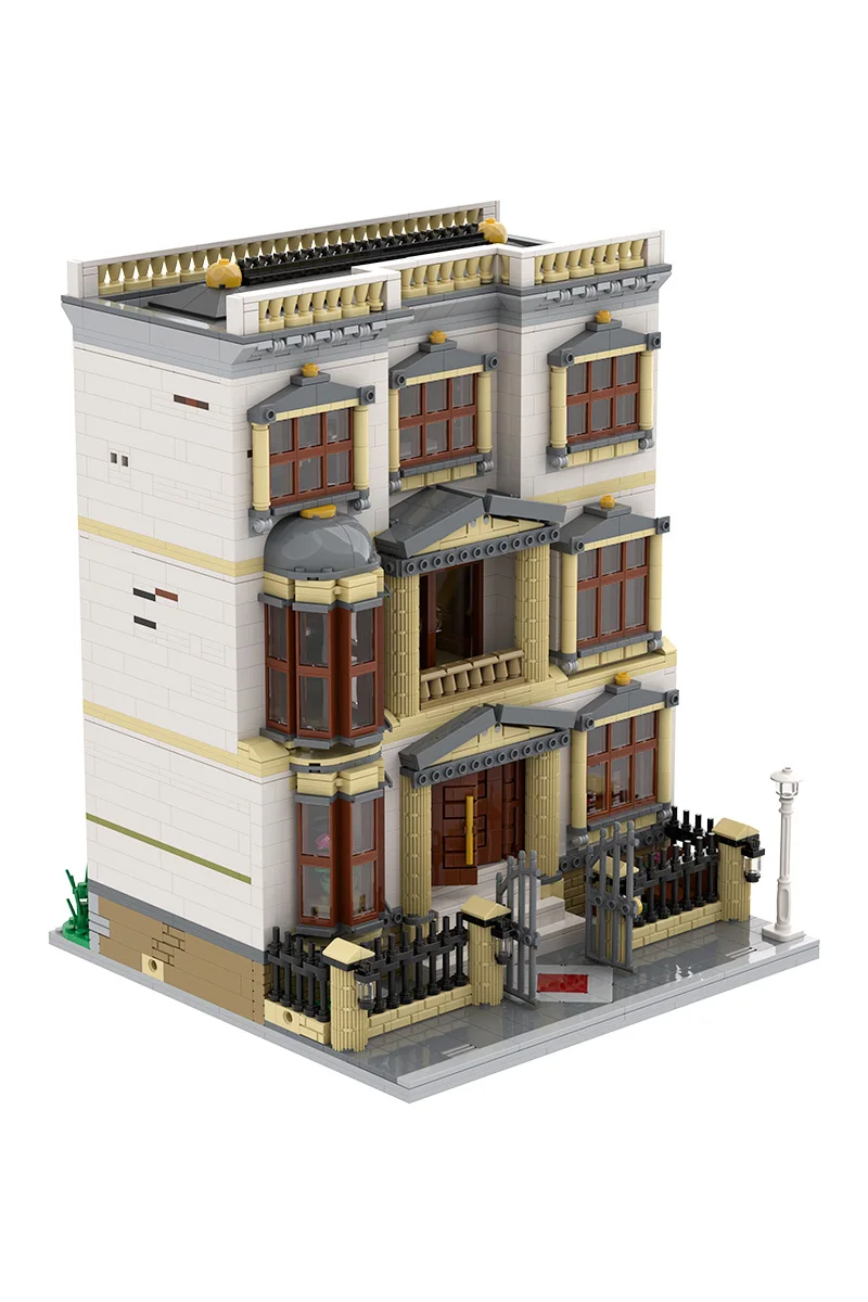 MOC Klassische Villa Bausteine Modell Retro Klassische Villa Architektur Street View Ziegel Montage Spielzeug Kinder Geschenke